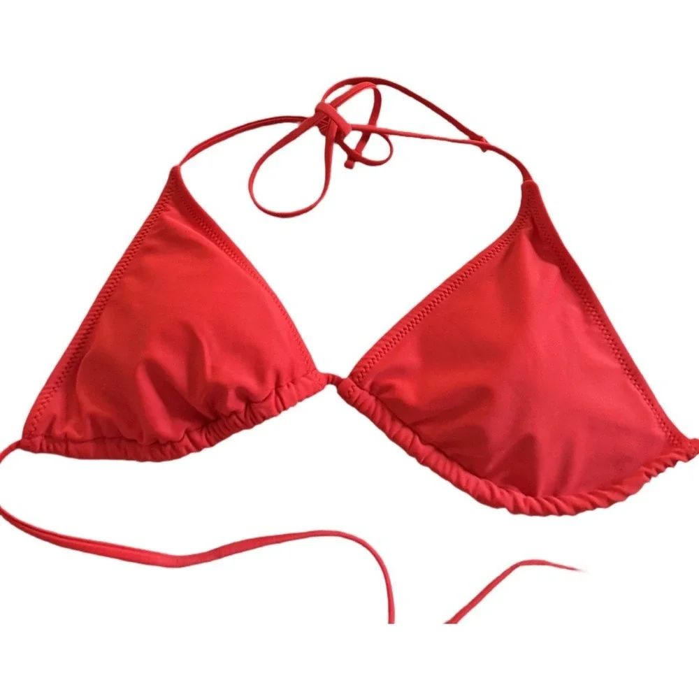 Wild Fable Removable Pads Triangle String Bikini Top Coral Red Size L NWT